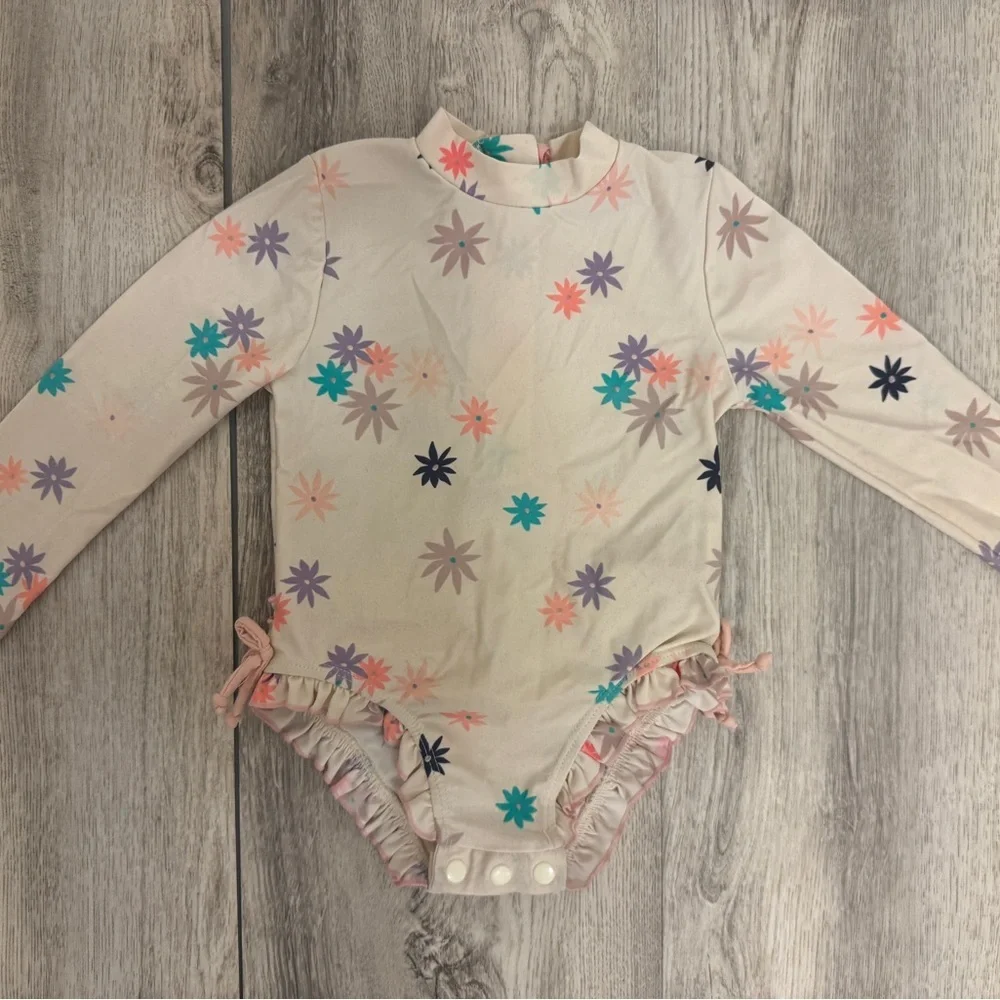 Floral Long Sleeve Kids Swimwear